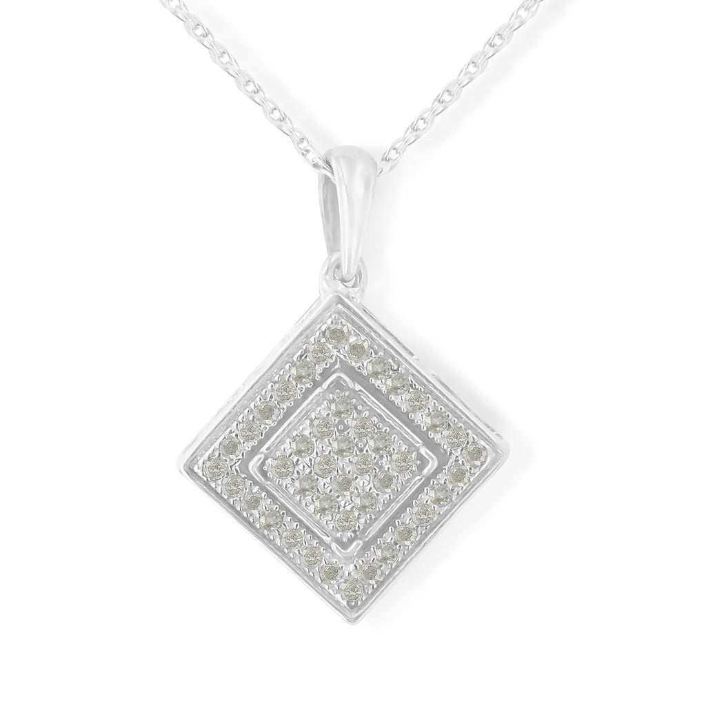 Sterling Silver 1/3ct TDW Square Shaped Diamond