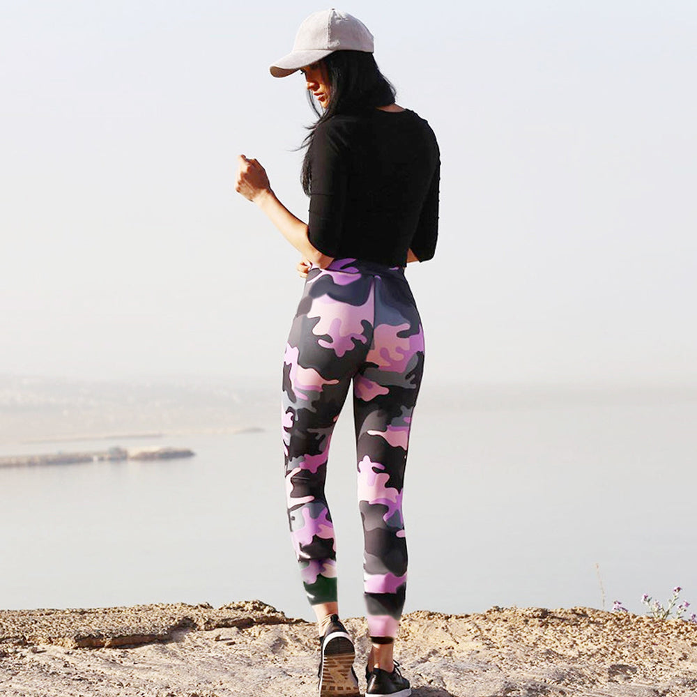 Digital Camouflage Print Yoga Pants