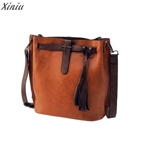 Vintage Messenger Tassel Bucket Bag