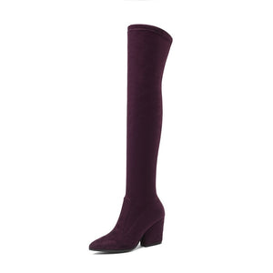 New 2020 Women Over The Knee High Boots Hoof Heels